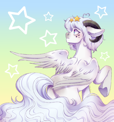 Size: 3000x3200 | Tagged: safe, artist:djkaskan, imported from derpibooru, pegasus, pony, horn, long tail, stars