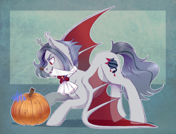 Size: 3309x2517 | Tagged: safe, artist:djkaskan, imported from derpibooru, bat pony, pony, colt, halloween, holiday, knife, male, pumpkin