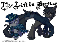 Size: 600x429 | Tagged: safe, artist:msfoxtrott, imported from derpibooru, pony, anime, black butler, ciel phantomhive, ponified, sebastian michaelis