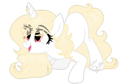 Size: 924x625 | Tagged: safe, artist:starchildtm, deleted from derpibooru, imported from derpibooru, oc, oc:angel cakes, pony, unicorn, base:alina-brony29, excited, happy, pounce, red eyes