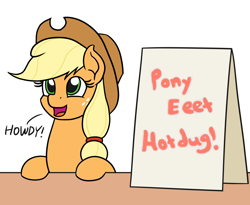 Size: 1100x900 | Tagged: safe, artist:mkogwheel edits, edit, imported from derpibooru, applejack, pony, mentally advanced series, applejack's sign, cute, female, howdy, meme, smiling, solo, text