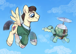 Size: 800x570 | Tagged: safe, artist:kessavel-art, imported from derpibooru, tank, pegasus, pony, tortoise, deforest kelley, ponified