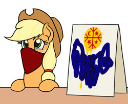 Size: 1100x900 | Tagged: safe, artist:mkogwheel edits, edit, imported from derpibooru, applejack, pony, applejack's sign, chile, mapuche