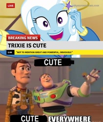 Size: 821x973 | Tagged: safe, imported from derpibooru, trixie, equestria girls, buzz lightyear, meme, toy story, toy story 2, woody, x x everywhere