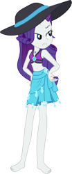 Size: 4046x9683 | Tagged: safe, artist:marcorois, artist:marcorulezzz, imported from derpibooru, rarity, equestria girls, equestria girls series, forgotten friendship, barefoot, belly button, bikini, clothes, feet, female, geode of shielding, hat, magical geodes, rarity's blue sarong, rarity's purple bikini, sarong, simple background, solo, sun hat, swimsuit, transparent background, vector