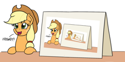 Size: 1800x900 | Tagged: safe, artist:horseinduceddelirium, artist:mkogwheel edits, artist:nightwalkerwof, edit, imported from derpibooru, applejack, pony, applejack's sign, cowboy hat, droste effect, hat, inception, meme, recursion, sign, this meme escalated quickly