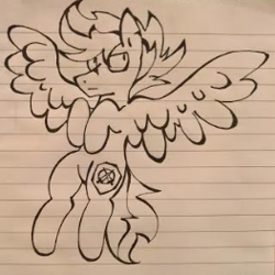 Size: 263x263 | Tagged: safe, artist:hunterthewastelander, imported from derpibooru, flash sentry, pegasus, pony, frown, lineart, lined paper, male, solo, spread wings, stallion, traditional art, wings