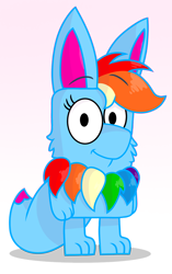 Size: 1182x1886 | Tagged: safe, artist:rainbow eevee, imported from derpibooru, rainbow dash, oc, oc:rainbow eevee, eevee, bluey, cute, female, looking at you, pokefied, pokémon, simple background, solo, species swap, style emulation, transparent background, vector, wat, weird