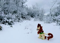 Size: 2048x1461 | Tagged: safe, artist:hihin1993, imported from derpibooru, autumn blaze, kirin, pony, forest, irl, japan, photo, plushie, snow, solo