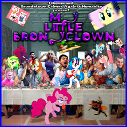 Size: 800x800 | Tagged: safe, edit, edited screencap, imported from derpibooru, screencap, autumn blaze, dj pon-3, fluttershy, pinkie pie, rainbow dash, tempest shadow, trixie, vinyl scratch, oc, oc:the living tombstone, oc:wooden toaster, alicorn, crab, human, kirin, pegasus, pony, unicorn, album cover, azumanga daioh, caramelldansen, childish gambino, clothes, crossover, dancing, death grips, donald glover, donkey kong country, female, food, glaze, guitar, irl, irl human, lazytown, le tombstone face, leonardo da vinci, male, mare, mc ride, meme, meta, musical instrument, parody, pendulum, photo, photoshop, pink guy, pointy ponies, prodigy, rob swire, robbie rotten, solrac, takino tomo, tara strong, the last supper, vector, wings, yaplap