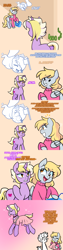 Size: 1280x5120 | Tagged: safe, artist:senseidezzy, deleted from derpibooru, imported from derpibooru, derpy hooves, dinky hooves, oc, oc:plumeau, ghost, pegasus, pony, unicorn, comic:when aero met glitter, aero replies, annoyed, clothes, collar, comic, dress, female, french, gender dysphoria, hatchet, ignored, jewelry, maid, meme, mother, necklace, not listening, pearl necklace, pink, shocked, shopping bag, shopping bags, sparkles, sweater, trans male, trans stallion, transgender, triggered