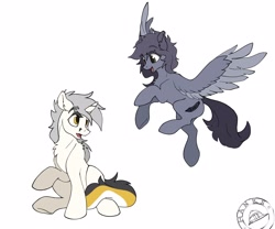 Size: 2048x1704 | Tagged: safe, artist:hankspg, imported from derpibooru, oc, oc:kate, oc:kej, pegasus, pony, unicorn, female, k+k, male, oc x oc, race swap, shipping, straight