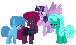 Size: 1815x1080 | Tagged: safe, artist:徐詩珮, imported from derpibooru, fizzlepop berrytwist, glitter drops, spring rain, tempest shadow, twilight sparkle, alicorn, pony, unicorn, series:sprglitemplight diary, series:springshadowdrops diary, alternate universe, base used, bisexual, broken horn, clothes, cute, female, glitterbetes, glitterlight, glittershadow, happy, horn, lesbian, polyamory, scarf, shipping, simple background, sprglitemplight, springbetes, springdrops, springlight, springshadow, springshadowdrops, tempestbetes, tempestlight, transparent background, twiabetes, twilight sparkle (alicorn)