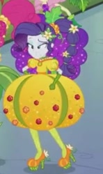 Size: 295x497 | Tagged: safe, imported from derpibooru, screencap, rarity, equestria girls, equestria girls series, holidays unwrapped, spoiler:eqg series (season 2), cornucopia costumes, cropped, female, inflatable dress, o come all ye squashful, solo