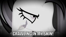 Size: 1440x810 | Tagged: safe, edit, edited screencap, imported from derpibooru, screencap, princess celestia, pony, between dark and dawn, caption, crawling in my skin, desaturated, face paint, female, goth, image macro, linkin park, makeup, meme, offscreen character, paintbrush, punklestia, solo, text