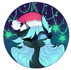 Size: 502x489 | Tagged: safe, artist:minty--fresh, imported from derpibooru, oc, oc only, oc:minty fresh, changeling, spider, spiderling, christmas, christmas changeling, cute, hat, heart eyes, holiday, one eye closed, profile picture, solo, teal changeling, wingding eyes, wink