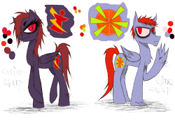 Size: 1385x985 | Tagged: safe, artist:didun850, imported from derpibooru, oc, oc only, oc:citrus sharp, oc:citrus zest, hybrid, pegasus, pony, chest fluff, duo, eyelashes, eyeliner, makeup, parent:rainbow dash, parents:canon x oc, pegasus oc, raised hoof, reference sheet, simple background, transparent background, wings