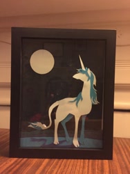 Size: 2448x3264 | Tagged: safe, artist:samoht-lion, imported from derpibooru, pony, unicorn, craft, full moon, irl, leonine tail, looking up, moon, night, papercraft, photo, stars