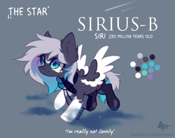 Size: 2560x2025 | Tagged: safe, artist:alkit_is_not_me, imported from derpibooru, oc, oc only, oc:sirius-b, pegasus, pony, happy, quote, reference, reference sheet, shooting star, solo, spread wings, wings