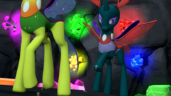 Size: 3840x2160 | Tagged: safe, artist:gmodpon-e, imported from derpibooru, pharynx, thorax, changedling, changeling, changedling brothers, king thorax, looking down, micro, prince pharynx