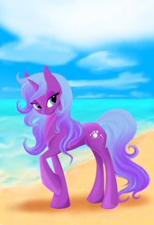 Size: 1600x2342 | Tagged: safe, artist:whitewing1, imported from derpibooru, oc, oc only, oc:diamond eyes, pony, unicorn, female, mare, ocean, solo