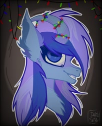 Size: 880x1080 | Tagged: safe, artist:devil sugar, derpibooru exclusive, imported from derpibooru, minuette, goat, abstract background, female, garland, goatified, race swap, signature, solo, species swap