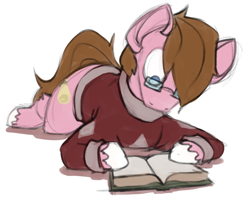 Size: 1054x840 | Tagged: safe, artist:marsminer, imported from derpibooru, oc, oc only, oc:dusty tomes, earth pony, pony, book, clothes, glasses, male, reading, solo, stallion