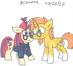 Size: 940x850 | Tagged: safe, artist:cmara, imported from derpibooru, moondancer, sunburst, pony, unicorn, female, male, shipping, simple background, straight, sundancer, white background