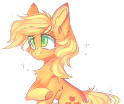 Size: 3678x3084 | Tagged: safe, artist:lazuli, artist:mint-light, imported from derpibooru, applejack, earth pony, pony, cheek fluff, chest fluff, colored hooves, colored pupils, commission, cute, ear fluff, eyebrows, eyebrows visible through hair, female, hatless, heart eyes, jackabetes, leg fluff, mare, missing accessory, simple background, solo, transparent background, wingding eyes, ych result