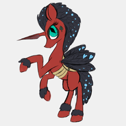 Size: 1200x1200 | Tagged: safe, artist:thebathwaterhero, imported from derpibooru, oc, oc:queen opus, changedling, changeling, changeling queen, cyoa:landfall, double colored changeling, female