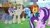 Size: 1920x1080 | Tagged: safe, imported from derpibooru, screencap, maud pie, mudbriar, silverstream, starlight glimmer, sunburst, trixie, classical hippogriff, earth pony, hippogriff, pony, unicorn, student counsel, amused, balloon, butt, claws, clothes, cute, cutie mark, dating, eyeshadow, female, glasses, lidded eyes, looking at each other, makeup, male, mare, maudabetes, plot, raised eyebrow, raised hoof, robe, smiling, stallion, talons, teenager, when he smiles, when she smiles