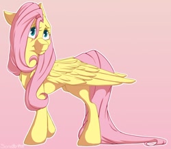 Size: 1024x893 | Tagged: safe, artist:sonaartist, imported from derpibooru, fluttershy, pegasus, pony, cute, female, mare, pink background, shyabetes, simple background, solo