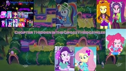 Size: 2048x1153 | Tagged: safe, edit, edited screencap, imported from derpibooru, screencap, adagio dazzle, aria blaze, dirk thistleweed, fluttershy, microchips, pinkie pie, rainbow dash, sci-twi, sonata dusk, starlight glimmer, sunset shimmer, supernova zap, twilight sparkle, vignette valencia, wiz kid, accountibilibuddies, equestria girls, equestria girls series, festival filters, mirror magic, sunset's backstage pass!, spoiler:choose your own ending (season 2), spoiler:eqg series (season 2), spoiler:eqg specials, accountibilibuddies: rainbow dash, fanfic, fanfic art, fanfic cover, female, maze, neon garden maze