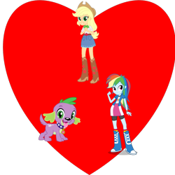 Size: 1000x1000 | Tagged: artist needed, safe, imported from derpibooru, applejack, rainbow dash, spike, dog, equestria girls, applespike, applespikedash, bisexual, female, lesbian, love, love triangle, male, polyamory, rainbowspike, shipping, spike the dog, straight