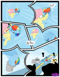 Size: 3500x4500 | Tagged: safe, artist:becauseimpink, imported from derpibooru, fluttershy, gilda, rainbow dash, griffon, pegasus, pony, comic:transition, butterscotch, colt, comic, dialogue, female, filly, filly fluttershy, filly rainbow dash, guilder, male, rule 63, transgender, trash can, younger