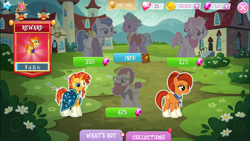 Size: 1280x720 | Tagged: safe, imported from derpibooru, firelight, stellar flare, sunburst, pony, collection, gameloft, gem