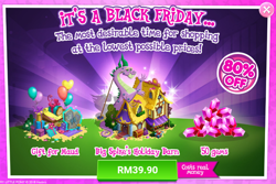 Size: 1032x688 | Tagged: safe, imported from derpibooru, maud pie, spike, advertisement, black friday, gameloft, gem, gift for maud, sale, spikezilla