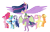 Size: 1117x715 | Tagged: safe, artist:alexeigribanov, imported from derpibooru, applejack, fluttershy, pinkie pie, rainbow dash, rarity, spike, twilight sparkle, alicorn, dragon, earth pony, pegasus, pony, unicorn, the last problem, female, gigachad spike, male, mane seven, mane six, mare, older, older applejack, older fluttershy, older mane seven, older mane six, older pinkie pie, older rainbow dash, older rarity, older spike, older twilight, princess twilight 2.0, simple background, transparent background, twilight sparkle (alicorn), winged spike, wings