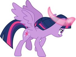 Size: 1032x774 | Tagged: safe, artist:frownfactory, imported from derpibooru, twilight sparkle, alicorn, pony, the beginning of the end, female, glowing horn, horn, magic, mare, simple background, solo, transparent background, twilight sparkle (alicorn), vector, wings