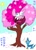 Size: 755x1058 | Tagged: safe, artist:horsesplease, imported from derpibooru, gallus, pinkie pie, my little pony: pony life, aten, cherry blossoms, crowing, faic, flower, flower blossom, g4.5, gallus the rooster, japanese, op is on drugs, sakura pie, screaming, sun, tree, wat