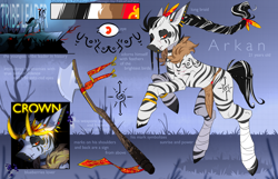 Size: 5600x3600 | Tagged: safe, artist:nikanenoi, imported from derpibooru, oc, oc only, oc:arkan, pony, zebra, male, reference sheet, solo, zebra oc