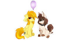 Size: 1920x1080 | Tagged: safe, artist:php146, artist:sketchfluffy, imported from derpibooru, oc, oc only, pegasus, pony, unicorn, 2020 community collab, derpibooru community collaboration, balloon, chest fluff, ear fluff, mouth hold, transparent background