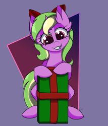 Size: 3656x4264 | Tagged: safe, artist:lux-arume, artist:luxsimx, imported from derpibooru, oc, oc only, oc:sparkly breeze, pony, unicorn, christmas, female, holiday, mare, present, solo