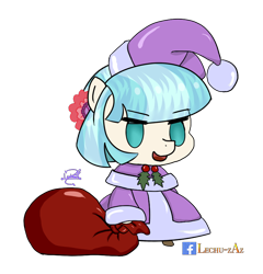 Size: 800x834 | Tagged: safe, artist:lechu-zaz, imported from derpibooru, coco pommel, earth pony, pony, christmas, fate/grand order, hat, holiday, padoru, santa hat, simple background, transparent background