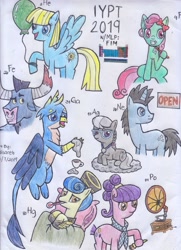 Size: 2513x3466 | Tagged: safe, artist:melisareb, imported from derpibooru, cinnabar, florina tart, gallus, golden hooves, helia, iron will, neon lights, quicksilver, rising star, silver spoon, suri polomare, earth pony, griffon, minotaur, pegasus, pony, unicorn, apple family member, argentum, backwards thermometer, balloon, bed, blanket, brush, coin, cup, female, ferrum, fluorine, gallium, golden hooves (g4), helium, iron, medal, melting, mercury (element), neon, periodic table, phonograph, pillow, polonium, rust, silver, thermometer, toothbrush, toothpaste, traditional art