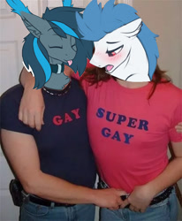 Size: 900x1094 | Tagged: safe, artist:phenya, deleted from derpibooru, edit, imported from derpibooru, oc, oc:niveous, oc:rosy firefly, human, pony, gay, irl, irl human, male, meme, photo