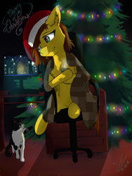 Size: 1010x1346 | Tagged: safe, alternate version, artist:yuris, imported from derpibooru, oc, oc only, oc:yuris, pegasus, pony, alternate character, christmas, holiday, solo