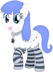 Size: 1212x1642 | Tagged: safe, artist:djdavid98, imported from derpibooru, oc, oc only, oc:snow pup, pegasus, pony, 2020 community collab, derpibooru community collaboration, :p, chest fluff, clothes, collar, female, looking at you, raised hoof, simple background, socks, solo, striped socks, tongue out, transparent background