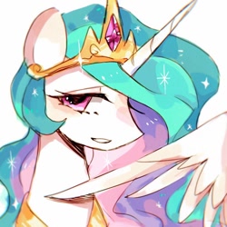 Size: 900x900 | Tagged: safe, artist:jojofassbender, imported from derpibooru, princess celestia, alicorn, pony, bust, crown, cute, cutelestia, female, jewelry, mare, portrait, regalia, simple background, solo, white background