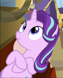 Size: 672x834 | Tagged: safe, imported from derpibooru, screencap, starlight glimmer, pony, unicorn, road to friendship, bed, belly, chubby, cropped, cute, female, glimmerbetes, lying down, mare, smiling, solo